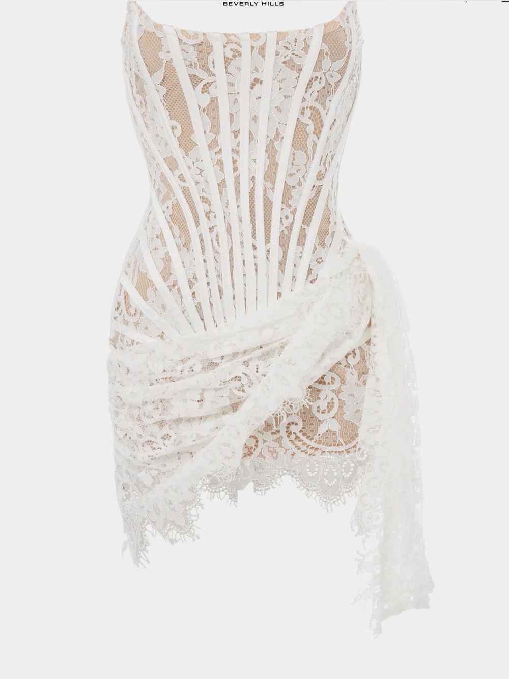Heiress Beverly Hills White Lace Corset Mini Dress